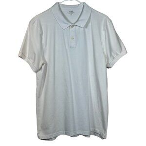 J Crew Large White Collared Pullover Pique Polo Casual Size Large EUC #0481-LA